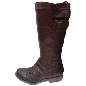 Miz Mooz Liza Tall Brown Leather Boots Low Heel Women's size 6